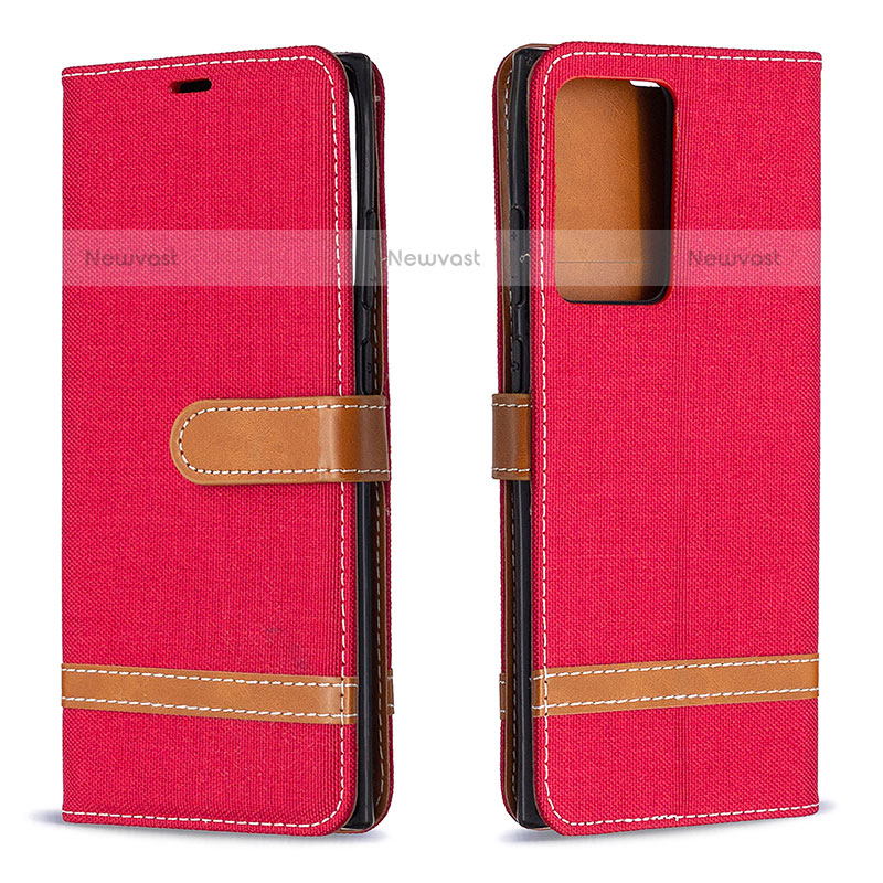 Leather Case Stands Flip Cover Holder B16F for Samsung Galaxy Note 20 Ultra 5G Red