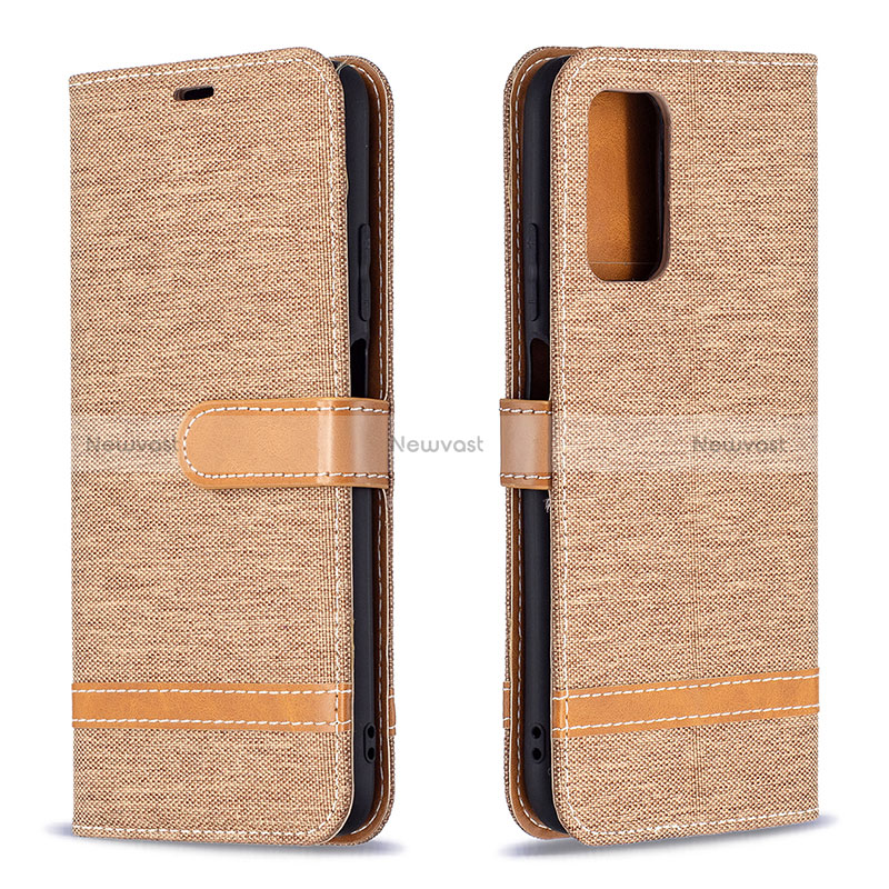 Leather Case Stands Flip Cover Holder B16F for Xiaomi Poco M3 Gold