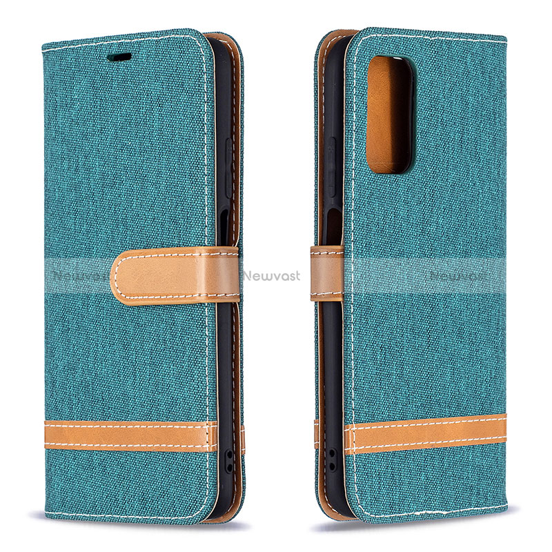 Leather Case Stands Flip Cover Holder B16F for Xiaomi Poco M3 Green