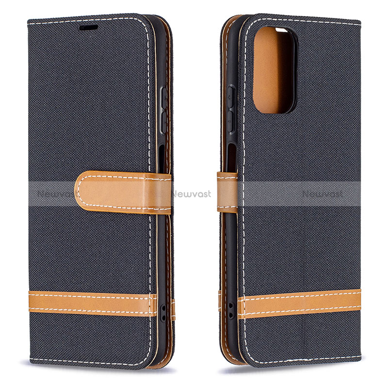 Leather Case Stands Flip Cover Holder B16F for Xiaomi Redmi Note 10 4G