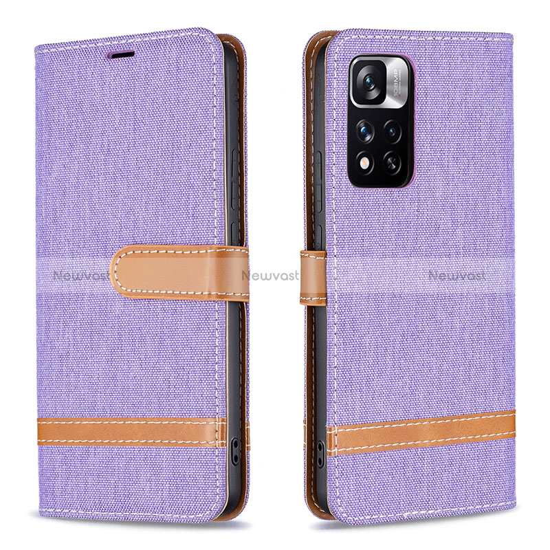 Leather Case Stands Flip Cover Holder B16F for Xiaomi Redmi Note 11 Pro+ Plus 5G Clove Purple