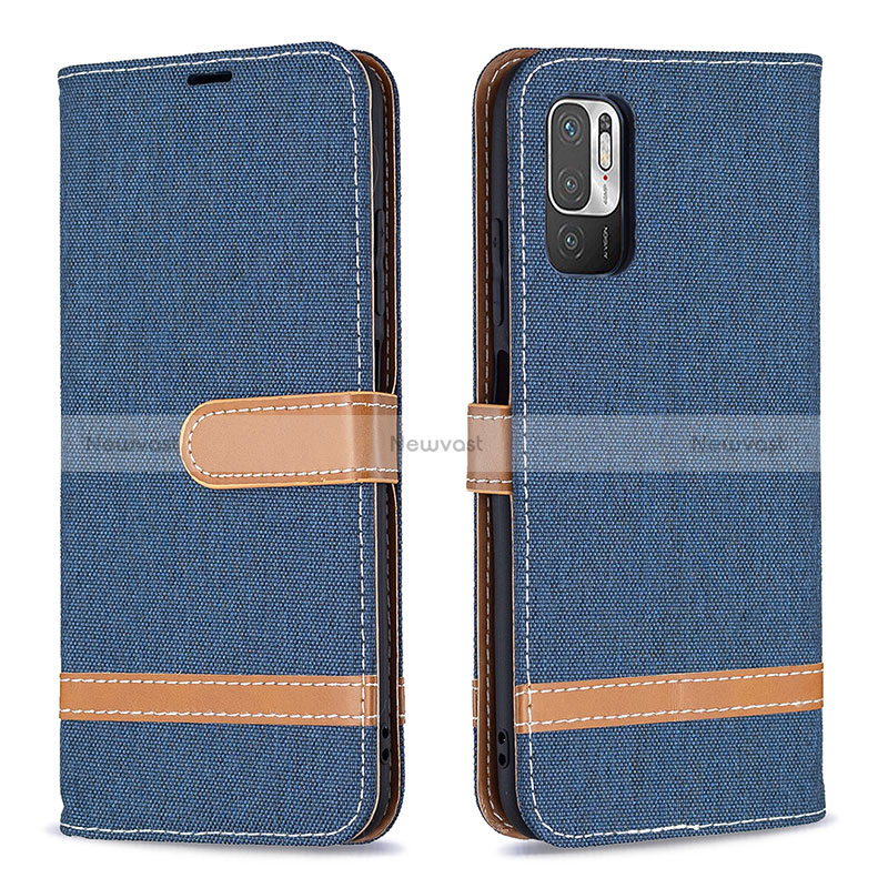 Leather Case Stands Flip Cover Holder B16F for Xiaomi Redmi Note 11 SE 5G Navy Blue