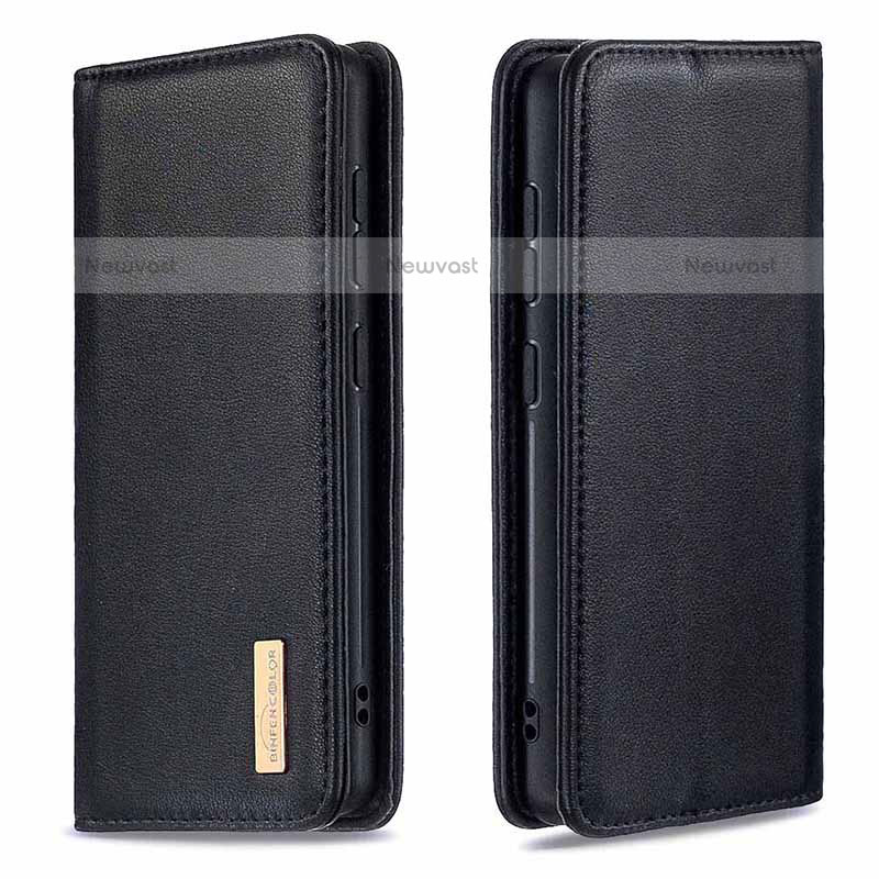 Leather Case Stands Flip Cover Holder B17F for Samsung Galaxy A20 Black