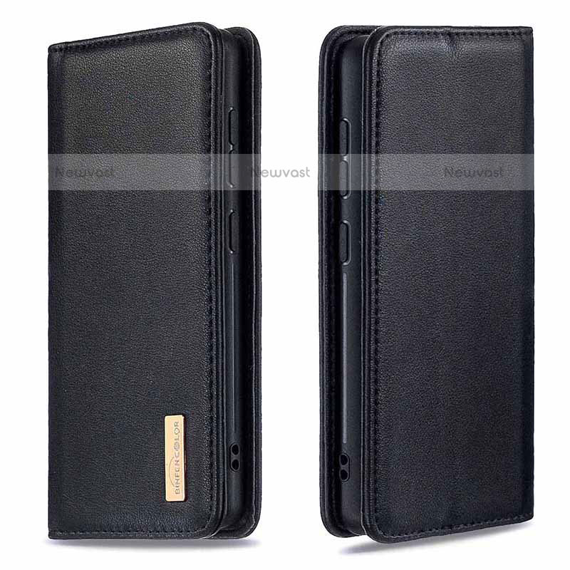 Leather Case Stands Flip Cover Holder B17F for Samsung Galaxy A71 4G A715 Black