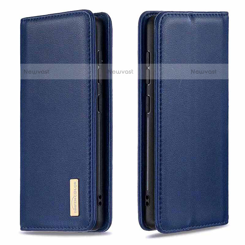 Leather Case Stands Flip Cover Holder B17F for Samsung Galaxy Note 20 Ultra 5G Blue