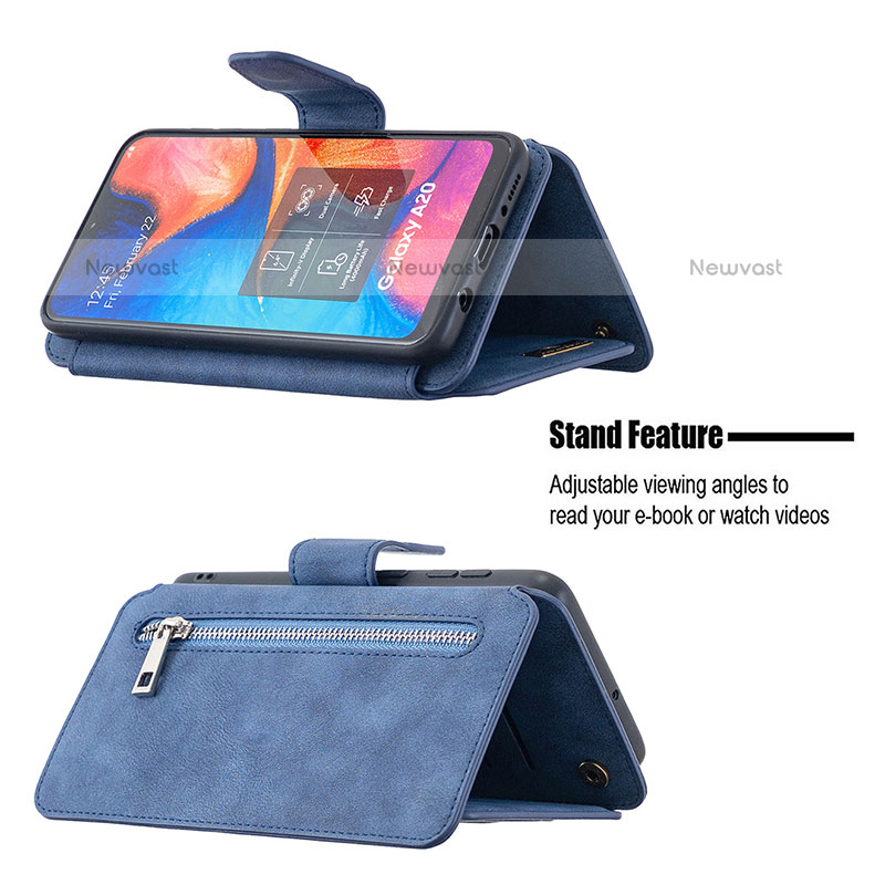 Leather Case Stands Flip Cover Holder B18F for Samsung Galaxy A20