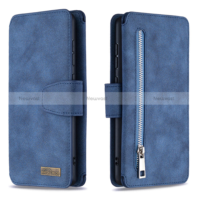 Leather Case Stands Flip Cover Holder B18F for Samsung Galaxy A71 5G Blue