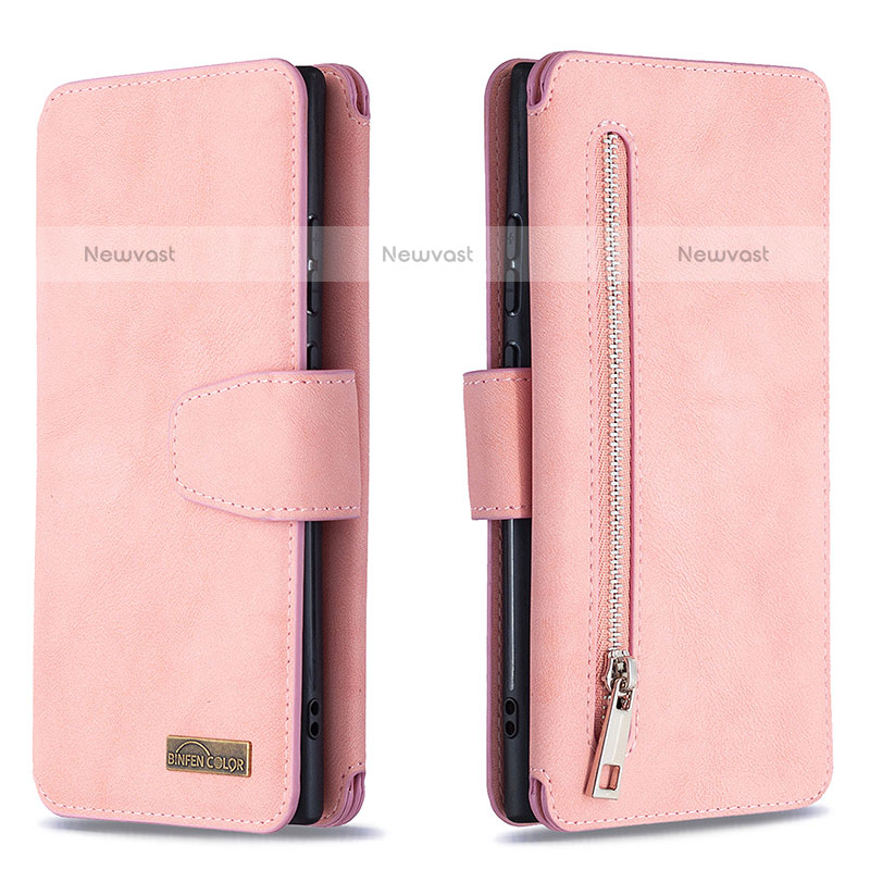 Leather Case Stands Flip Cover Holder B18F for Samsung Galaxy Note 20 Ultra 5G Rose Gold