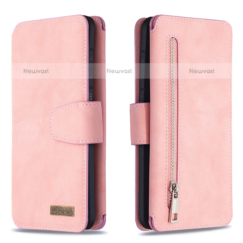 Leather Case Stands Flip Cover Holder B18F for Samsung Galaxy S20 Ultra 5G Rose Gold