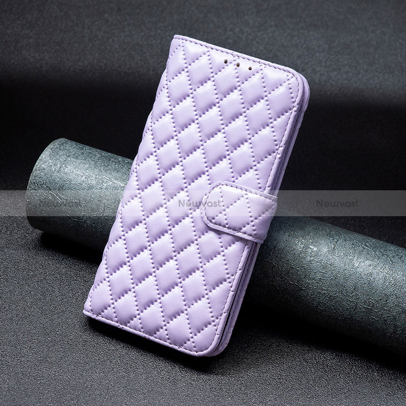 Leather Case Stands Flip Cover Holder B19F for Huawei Honor X7a Purple