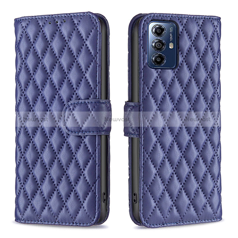 Leather Case Stands Flip Cover Holder B19F for Motorola Moto G Power (2022) Blue