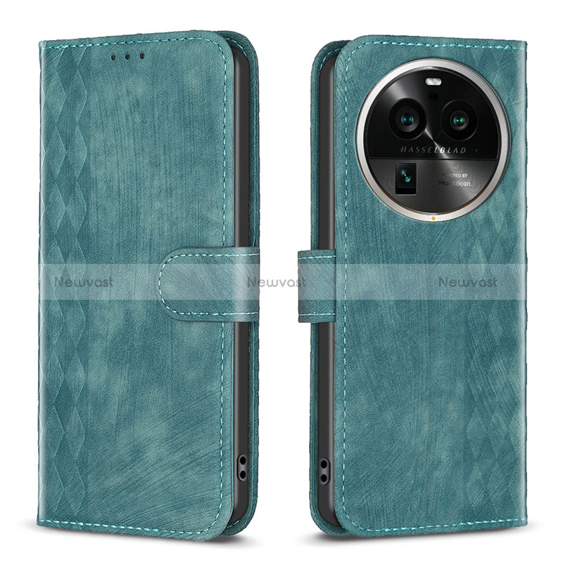 Leather Case Stands Flip Cover Holder B21F for Oppo Find X6 5G Green