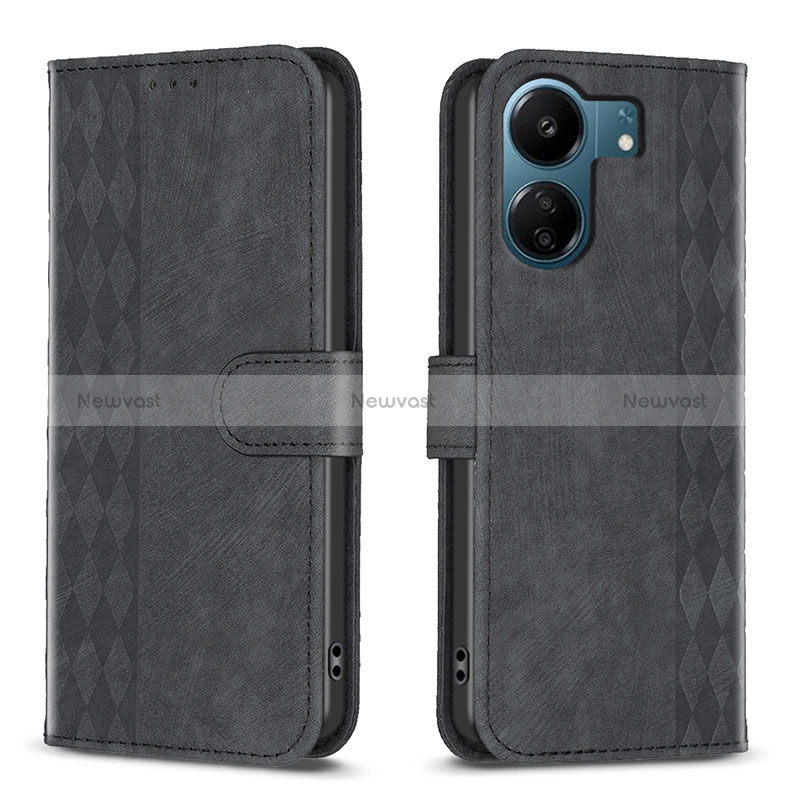 Leather Case Stands Flip Cover Holder B21F for Xiaomi Redmi 13C