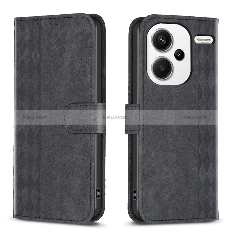 Leather Case Stands Flip Cover Holder B21F for Xiaomi Redmi Note 13 Pro+ Plus 5G