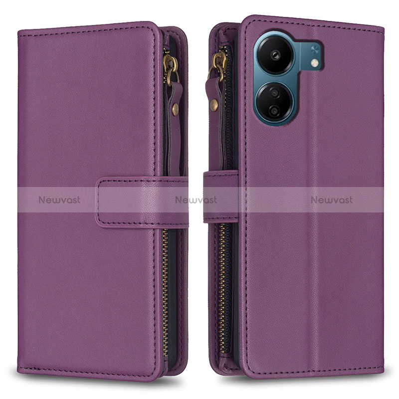 Leather Case Stands Flip Cover Holder B23F for Xiaomi Redmi 13C