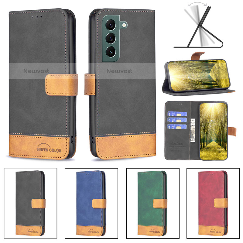 Leather Case Stands Flip Cover Holder BF2 for Samsung Galaxy S22 5G