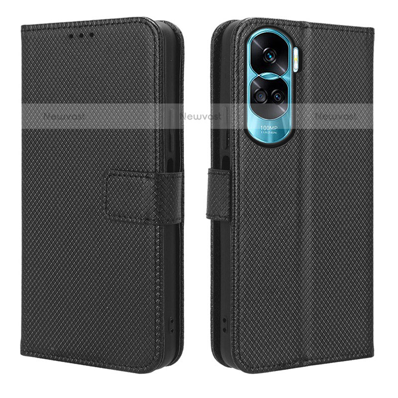 Leather Case Stands Flip Cover Holder BY1 for Huawei Honor 90 Lite 5G