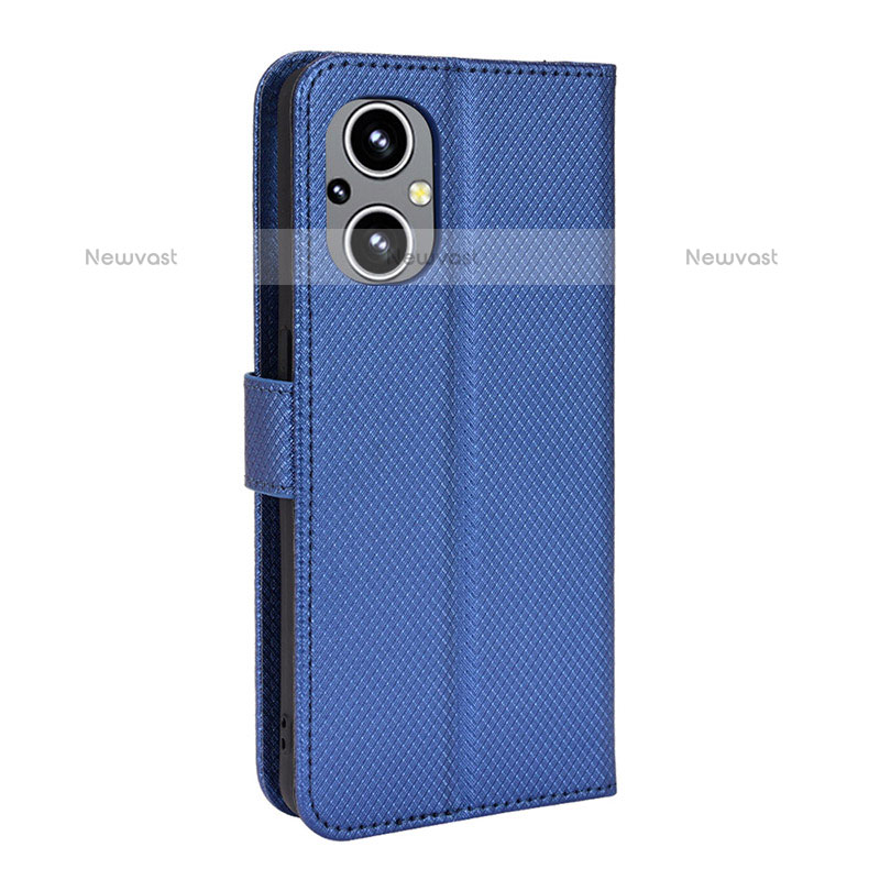 Leather Case Stands Flip Cover Holder BY1 for OnePlus Nord N20 5G Blue