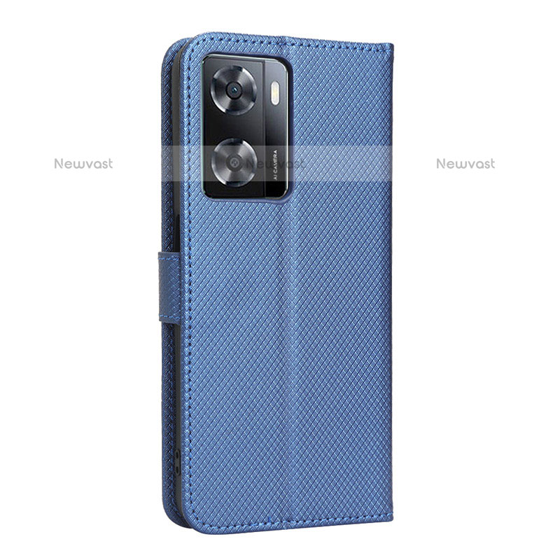 Leather Case Stands Flip Cover Holder BY1 for OnePlus Nord N20 SE Blue