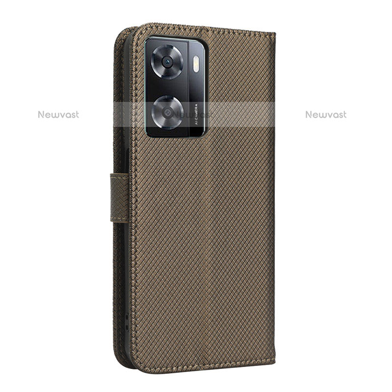 Leather Case Stands Flip Cover Holder BY1 for OnePlus Nord N20 SE Brown