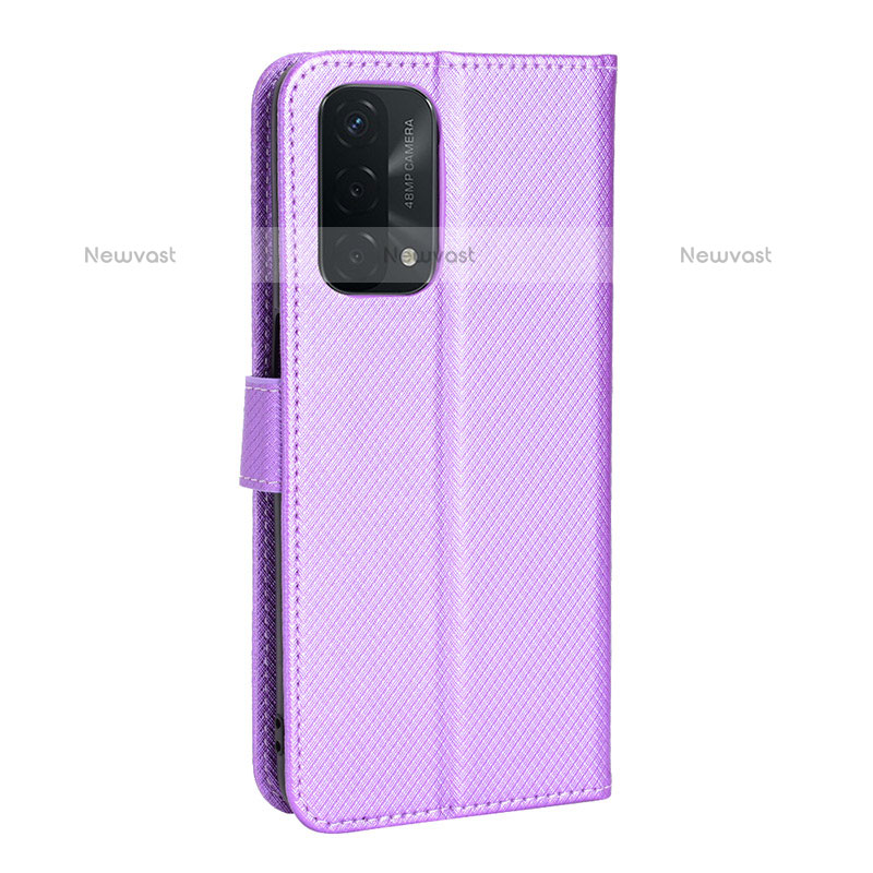 Leather Case Stands Flip Cover Holder BY1 for OnePlus Nord N200 5G Purple