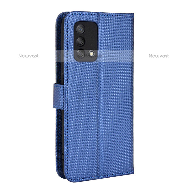 Leather Case Stands Flip Cover Holder BY1 for Oppo A74 4G Blue