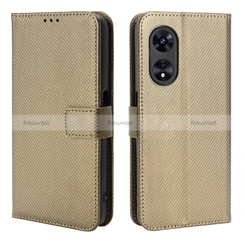 Leather Case Stands Flip Cover Holder BY1 for Oppo A78 5G