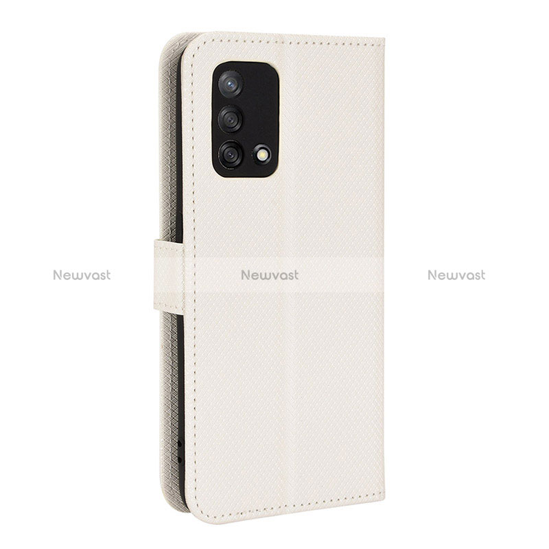 Leather Case Stands Flip Cover Holder BY1 for Oppo F19s White