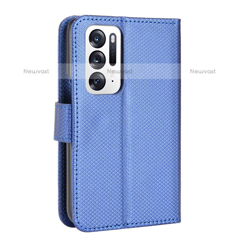 Leather Case Stands Flip Cover Holder BY1 for Oppo Find N 5G Blue