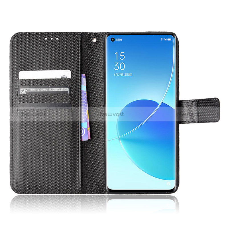 Leather Case Stands Flip Cover Holder BY1 for Oppo Reno6 Pro+ Plus 5G