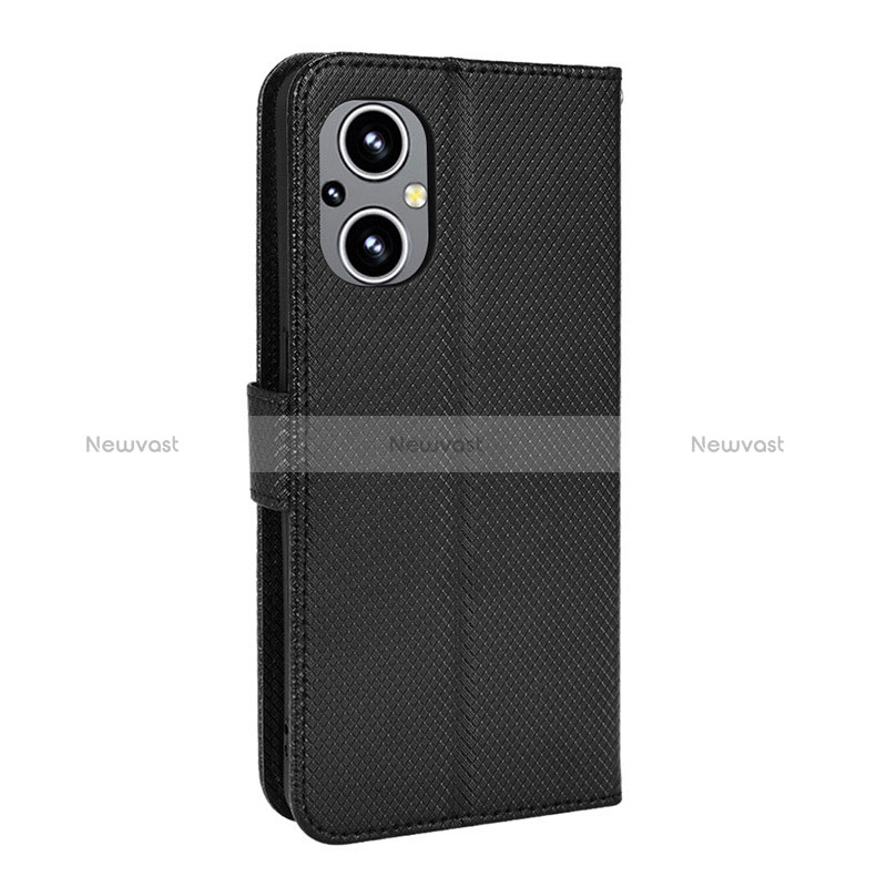Leather Case Stands Flip Cover Holder BY1 for Oppo Reno7 Lite 5G Black