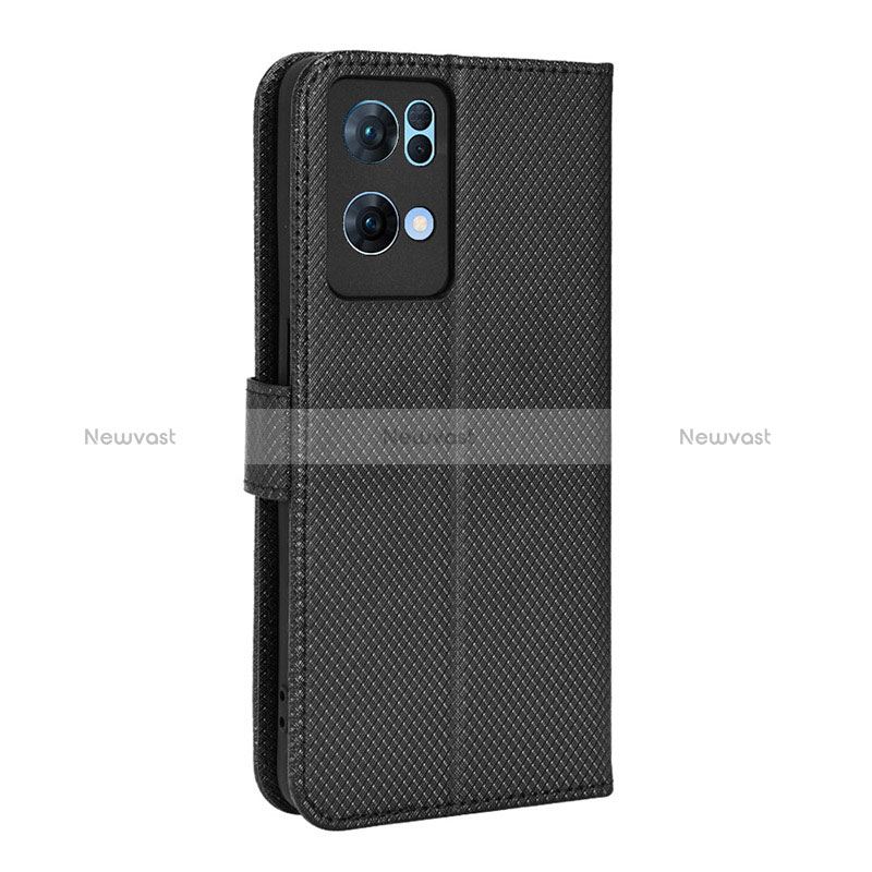 Leather Case Stands Flip Cover Holder BY1 for Oppo Reno7 Pro 5G Black