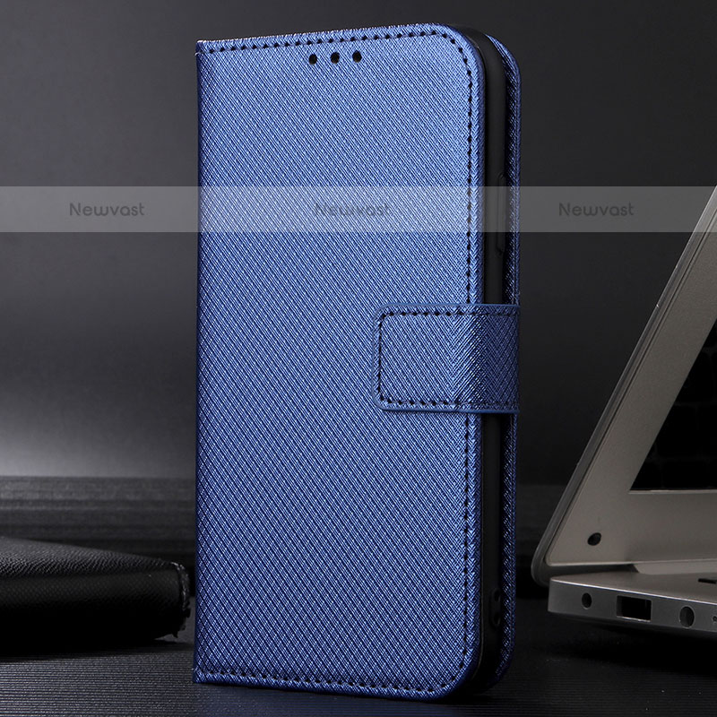 Leather Case Stands Flip Cover Holder BY1 for Samsung Galaxy S22 5G Blue