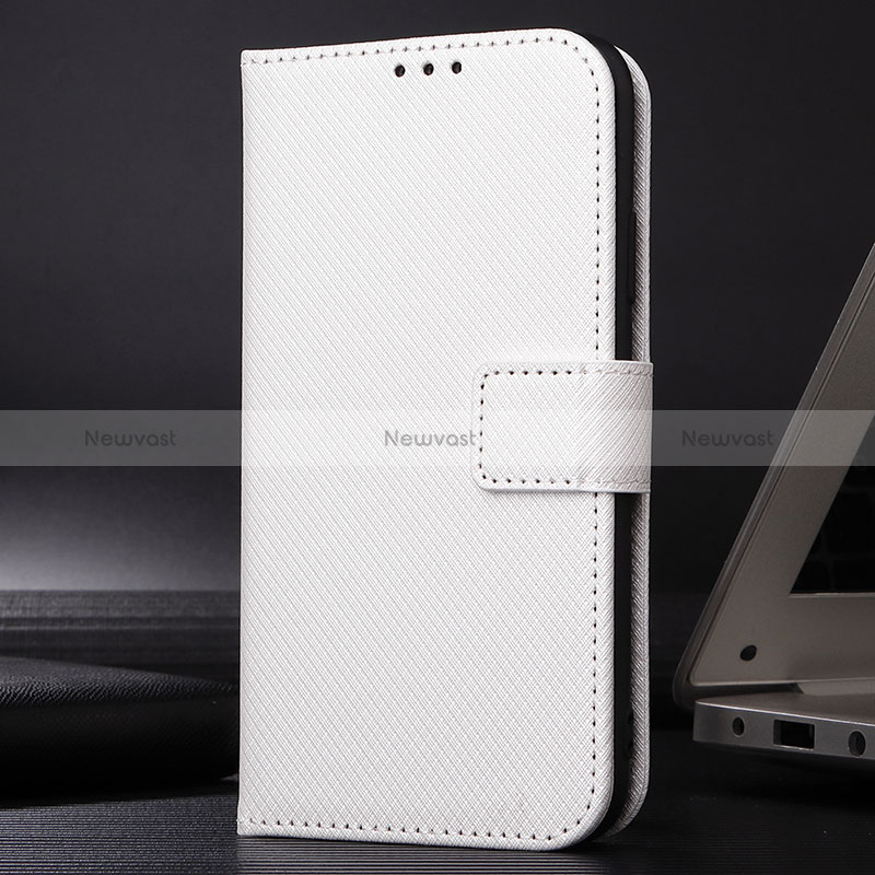 Leather Case Stands Flip Cover Holder BY1 for Samsung Galaxy S22 Plus 5G White