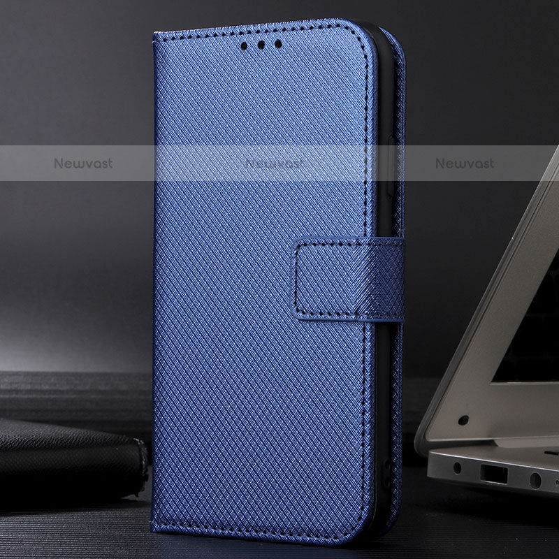 Leather Case Stands Flip Cover Holder BY1 for Samsung Galaxy S23 5G Blue