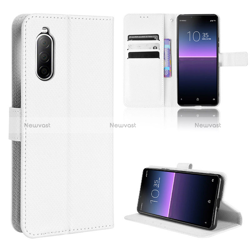 Leather Case Stands Flip Cover Holder BY1 for Sony Xperia 10 II White