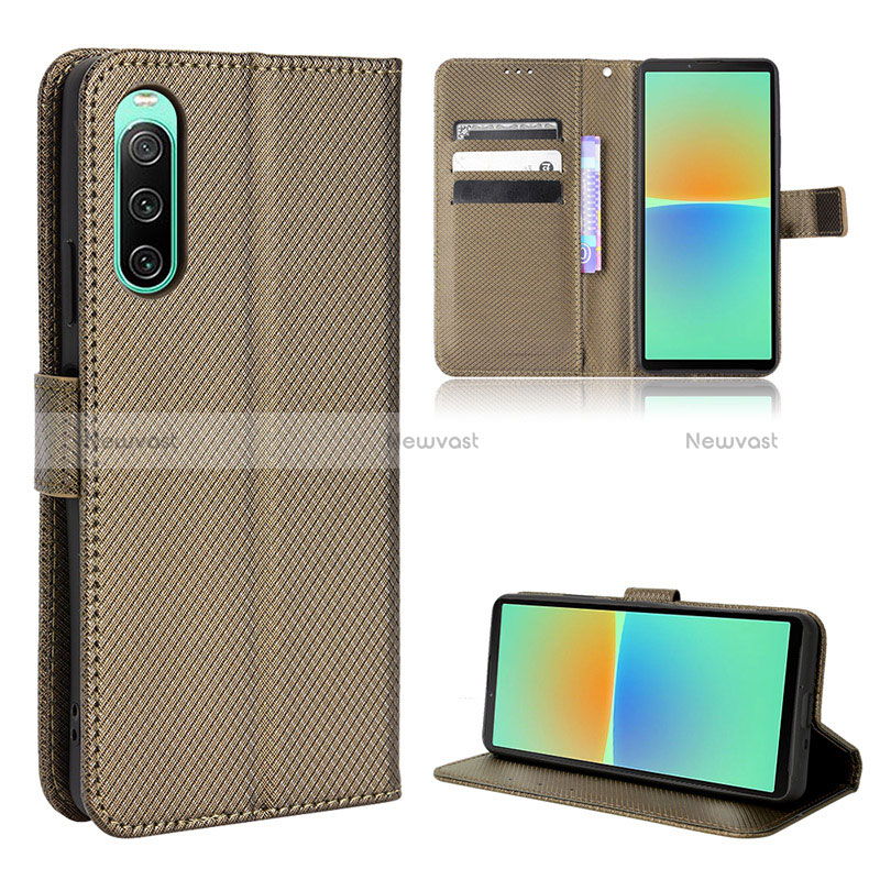 Leather Case Stands Flip Cover Holder BY1 for Sony Xperia 10 IV