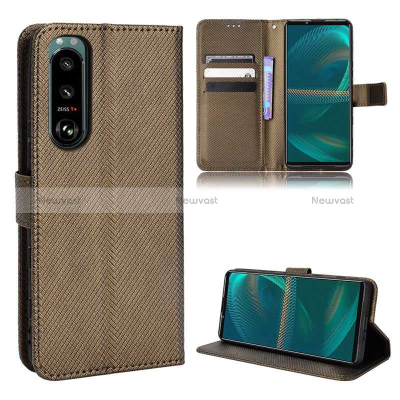 Leather Case Stands Flip Cover Holder BY1 for Sony Xperia 5 III