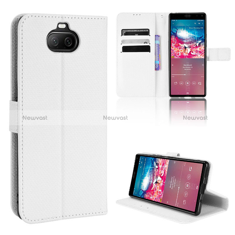 Leather Case Stands Flip Cover Holder BY1 for Sony Xperia 8 Lite White