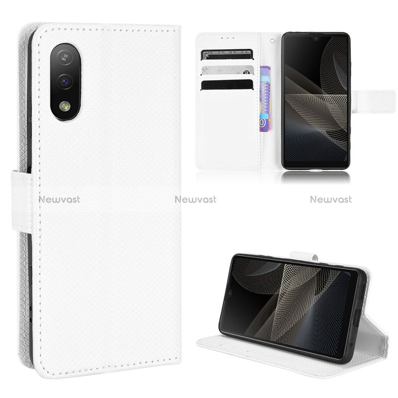 Leather Case Stands Flip Cover Holder BY1 for Sony Xperia Ace II White