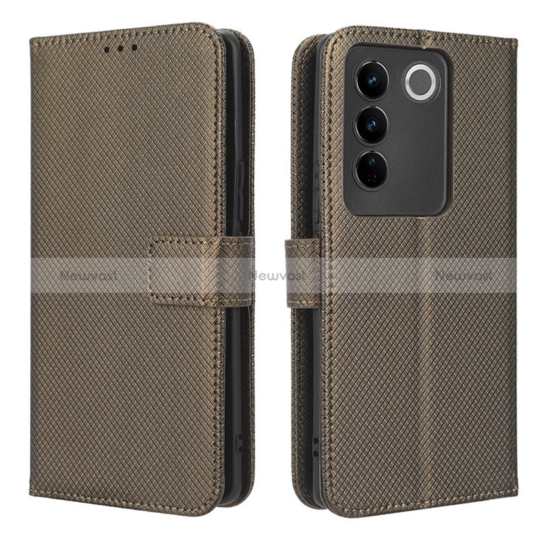 Leather Case Stands Flip Cover Holder BY1 for Vivo V27 5G