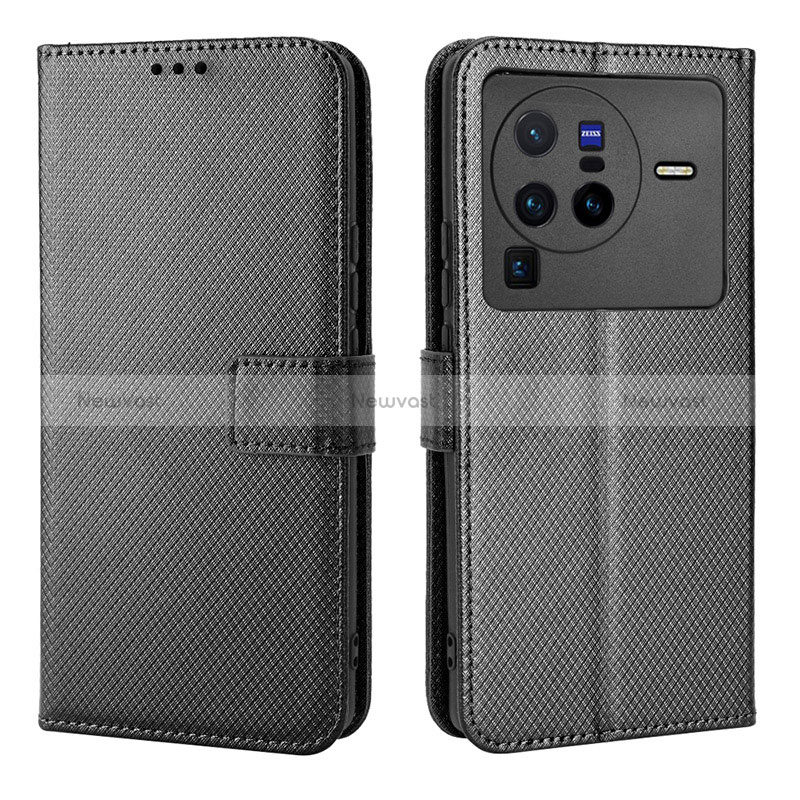 Leather Case Stands Flip Cover Holder BY1 for Vivo X80 Pro 5G