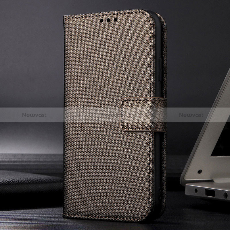 Leather Case Stands Flip Cover Holder BY1 for Xiaomi Mi 10T Pro 5G Brown