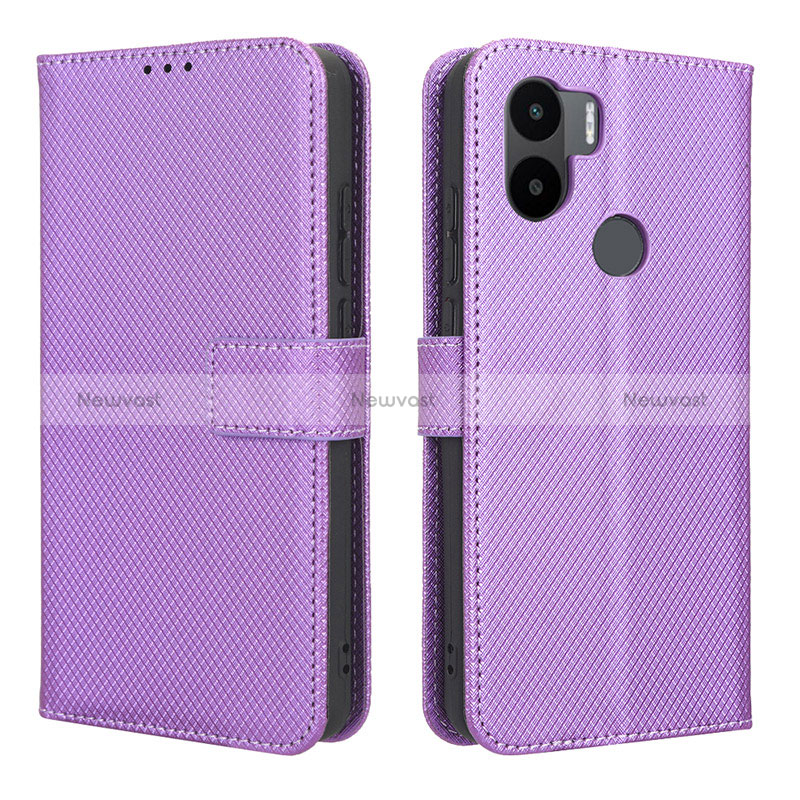 Leather Case Stands Flip Cover Holder BY1 for Xiaomi Redmi A1 Plus Purple