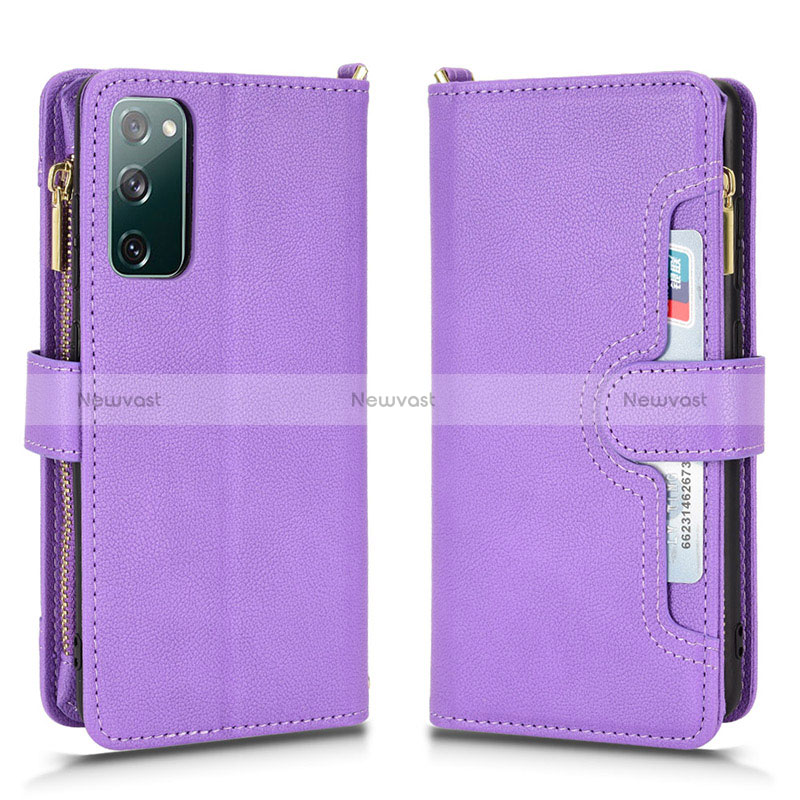 Leather Case Stands Flip Cover Holder BY2 for Samsung Galaxy S20 FE 5G Purple