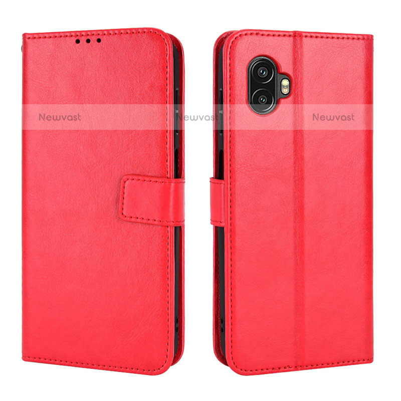 Leather Case Stands Flip Cover Holder BY2 for Samsung Galaxy XCover 6 Pro 5G Red