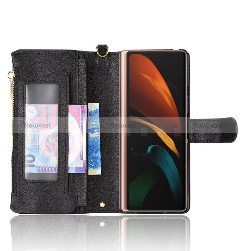 Leather Case Stands Flip Cover Holder BY2 for Samsung Galaxy Z Fold2 5G