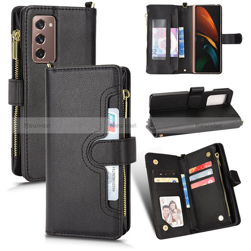 Leather Case Stands Flip Cover Holder BY2 for Samsung Galaxy Z Fold2 5G