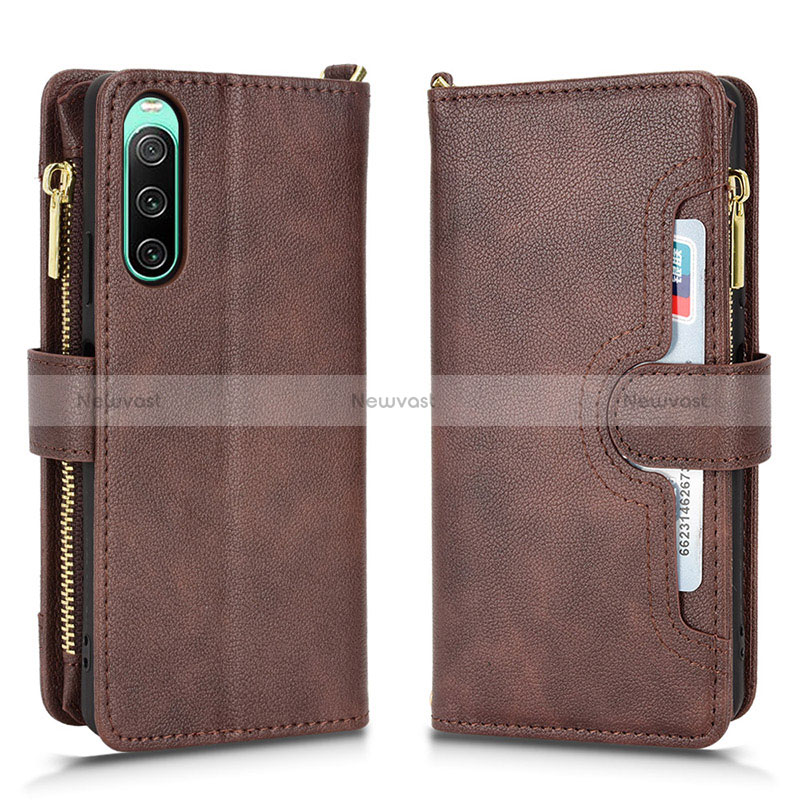 Leather Case Stands Flip Cover Holder BY2 for Sony Xperia 10 IV