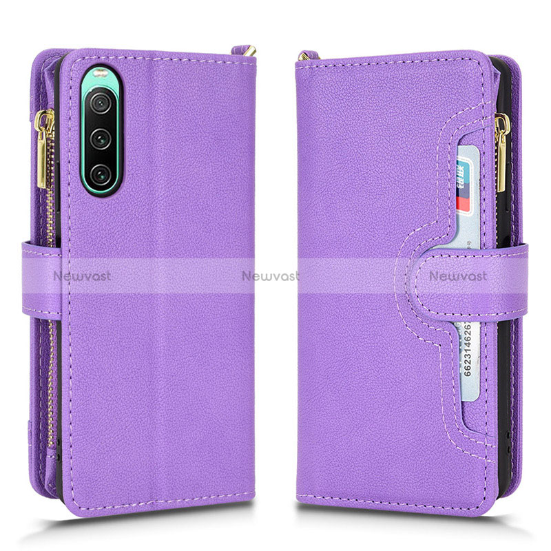 Leather Case Stands Flip Cover Holder BY2 for Sony Xperia 10 V